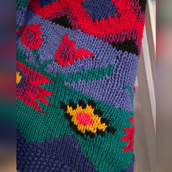 Vintage L.L. Bean Sweater Cardigan Colorful Button Up Geometric VTG - Picture 8 of 10